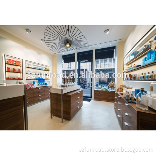 high end cosmetic shop display shelf counter and display cabinet